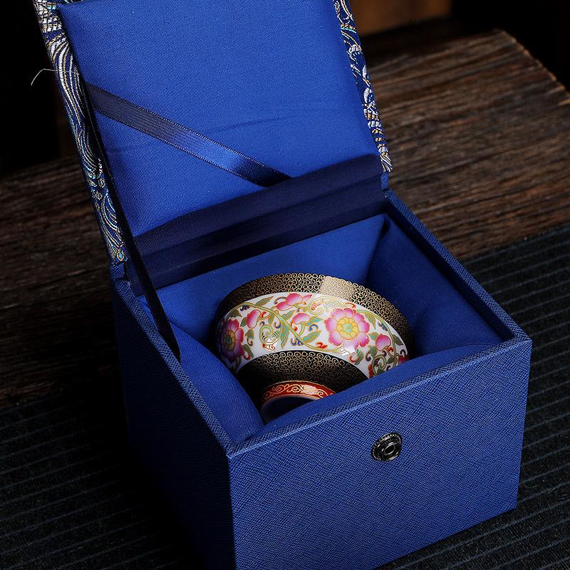 Ceramic Enamel Color Tasting Single Blue and White Douli Japanese Style Filigree Tea Bowl Kung Fu Master Cup Gift Bo