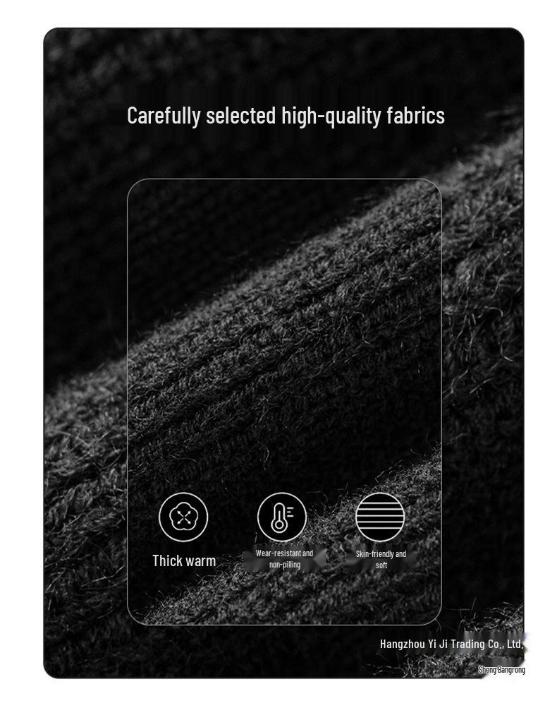 2025 Autumn/Winter Men's Thick Round Neck Knit Pullover