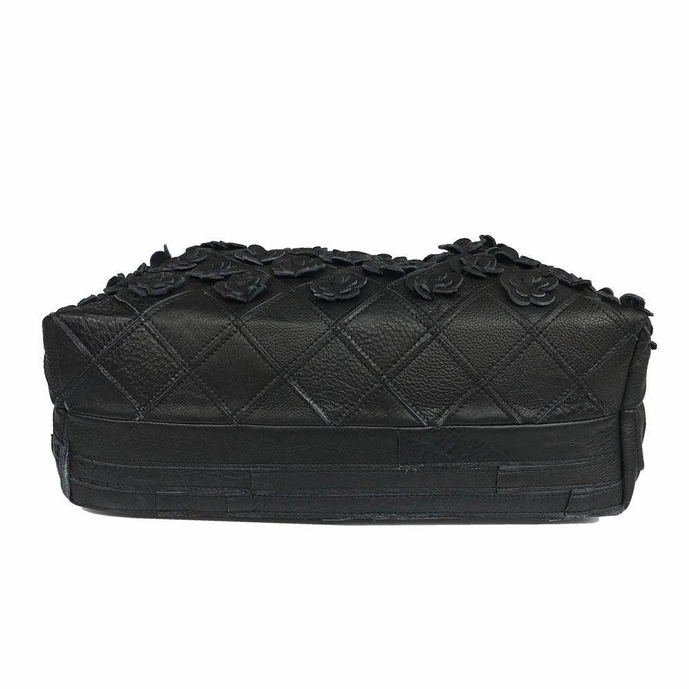 Vintage Květinová Dámská Crossbody Kabelka z Pravé Kůže – Design Diamantové Mřížky, Všestranná a Ležérní