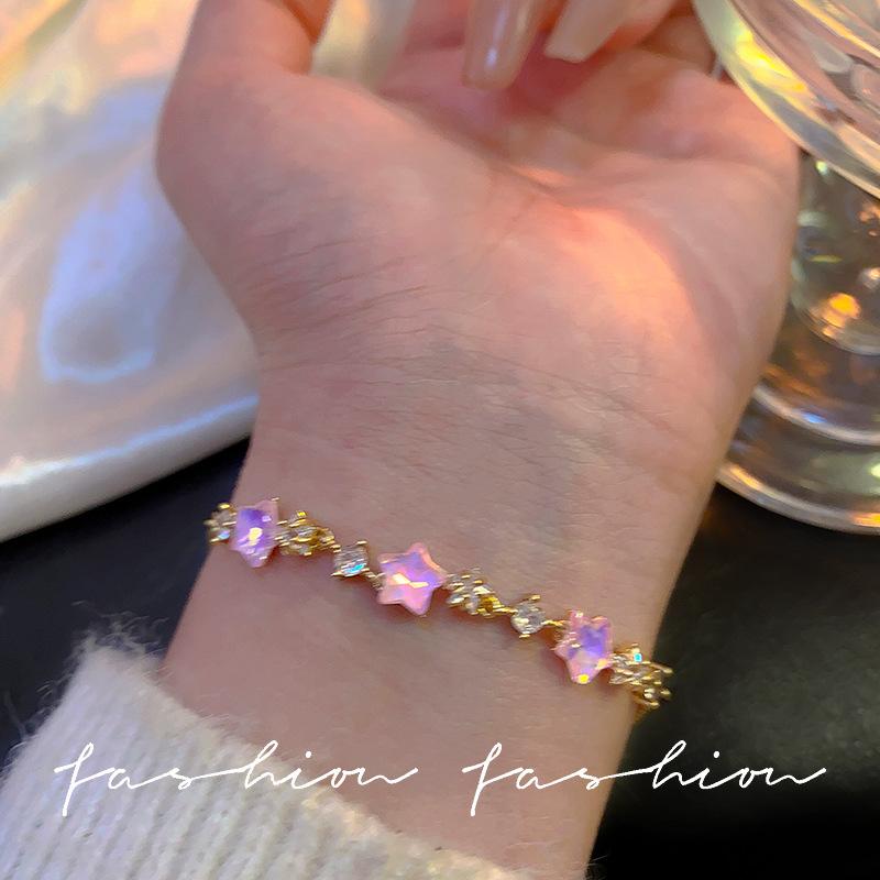 

Fashion sweet zircon fritillary star pentagram pull adjustable bracelet light luxury versatile bracelet jewelry