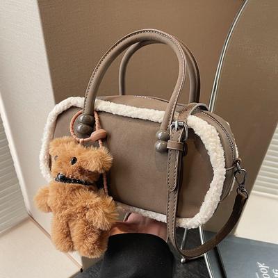 Vintage Plüschtasche Damen Tide Hirschleder Samt Bowlingtasche Umhängetasche Kleine Quadratische Tasche