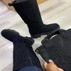 Fashion Sock Boots  New Women Knee High Knitted Pointed Toe High Heel Long Boots Breathable Lady Shoes Keep Warm Fashion Botas Mujer