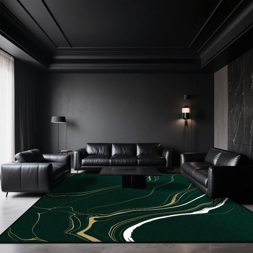 Black Marble Carpets for Living Room Dark toned Decoration Home Sofa Large Size Rugs Bedroom Cloakroom Short Velvet Floor Mat