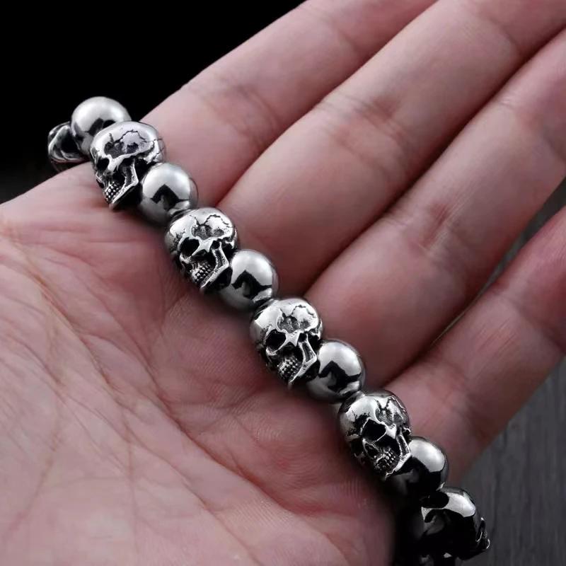 Full Skull Bracelet Adjustable Size Gothic Men's Motorcycle Riding Bracelet Hip Hop Punk Rock Jewelry