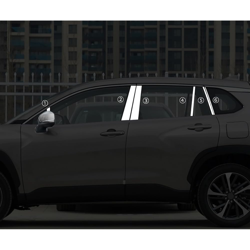 RUIQ Toyota Corolla Cross Extérieur Acier Inoxydable Ensemble Complet Garniture Cadre de Fenêtre Montant Conçu Exclusif pour la Toyota Corolla Cross