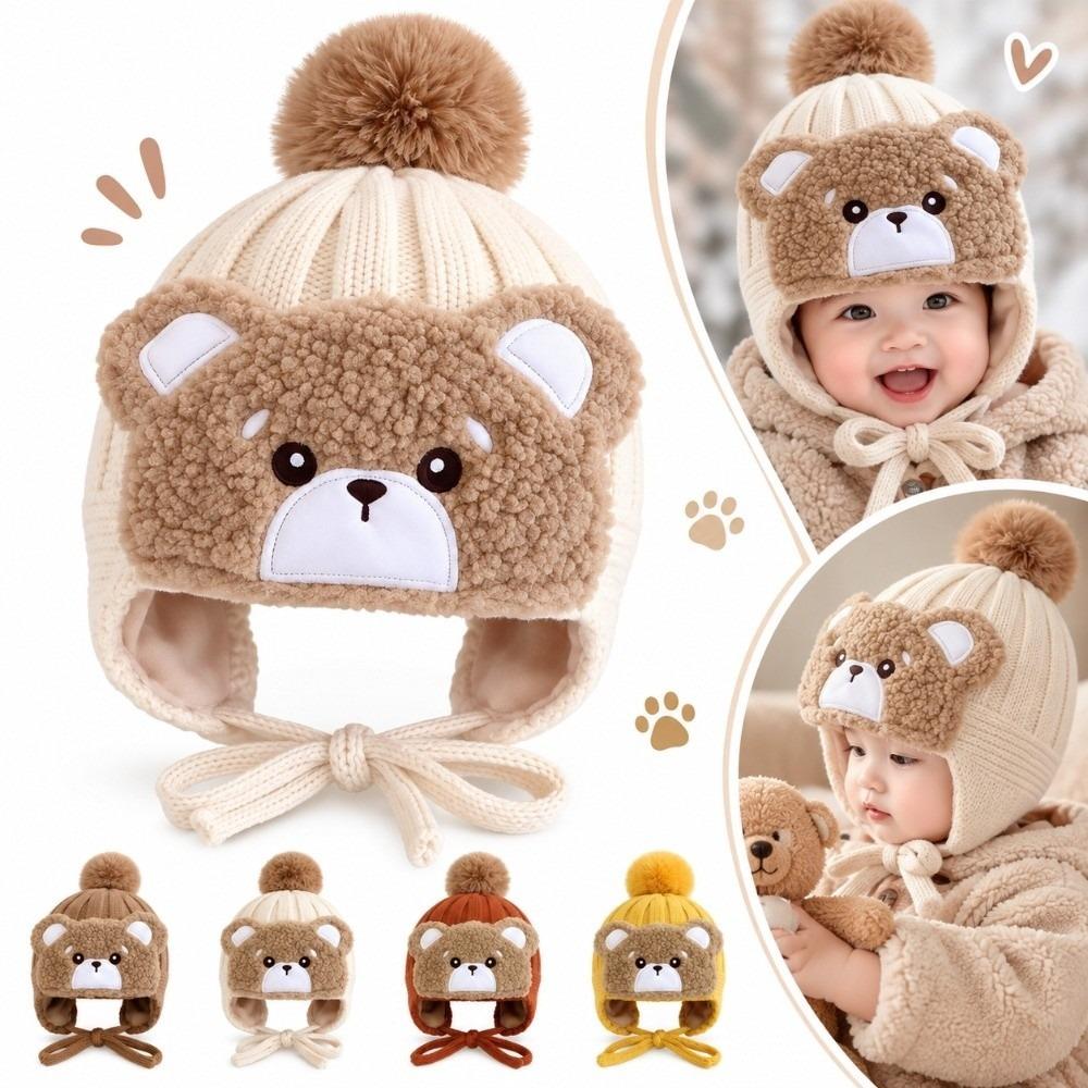 Plush Winter Beanie Cartoon Pom Pom Hat Cute Knitted Hat Autumn and Winter