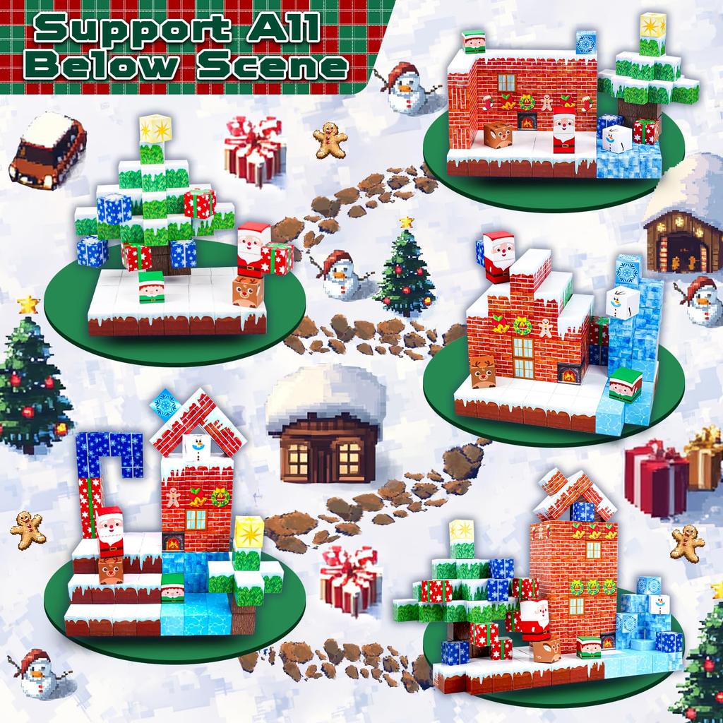 150 Stück Magnetische Blöcke Bausteine Konstruktor, Montessori Kinder Lernspielzeug für Weihnachtsfeiertags-Überraschungsgeschenke