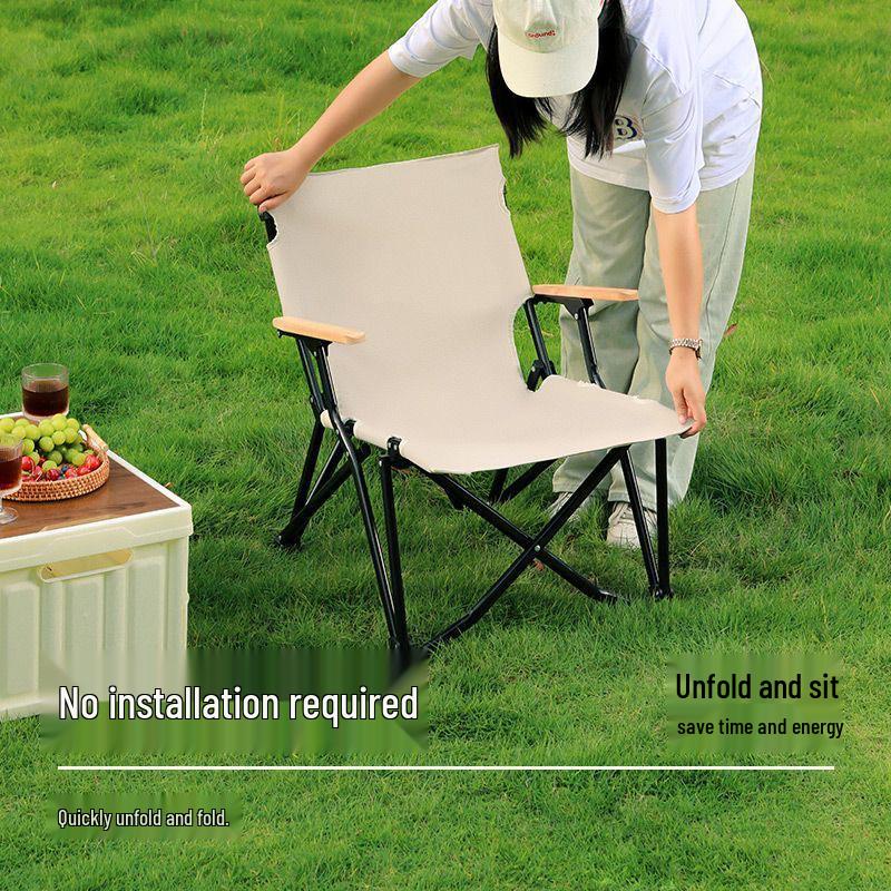 High-Back Folding Camping Chair - Carbon Steel, No-Installation Needed, Dual-Use for Indoor & Outdoor.