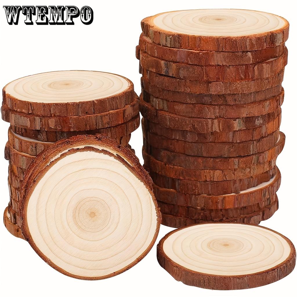 20pcs Wood Slices with No Hole, 2.4-2.8 Inches Wooden Circles for DIY Crafts, Christmas Ornament, Decoration