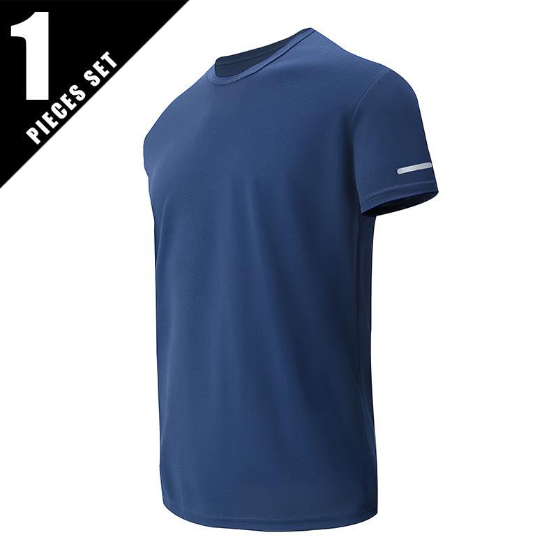 4/1 Pcs Summer Men's Solid Color Joker Quick-drying Short-sleeved Loose Plus Size Sports Running Playing Shirt Middle-aged Male