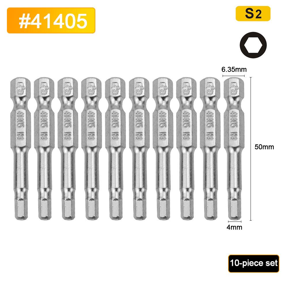BESTIR 10pcs Hexagon Screwdriver Bit Set 1.5mm-6mm Alloy Steel Single Head Magnetic 1/4" Hex Shank Pneumatic Hexagon Batch Head