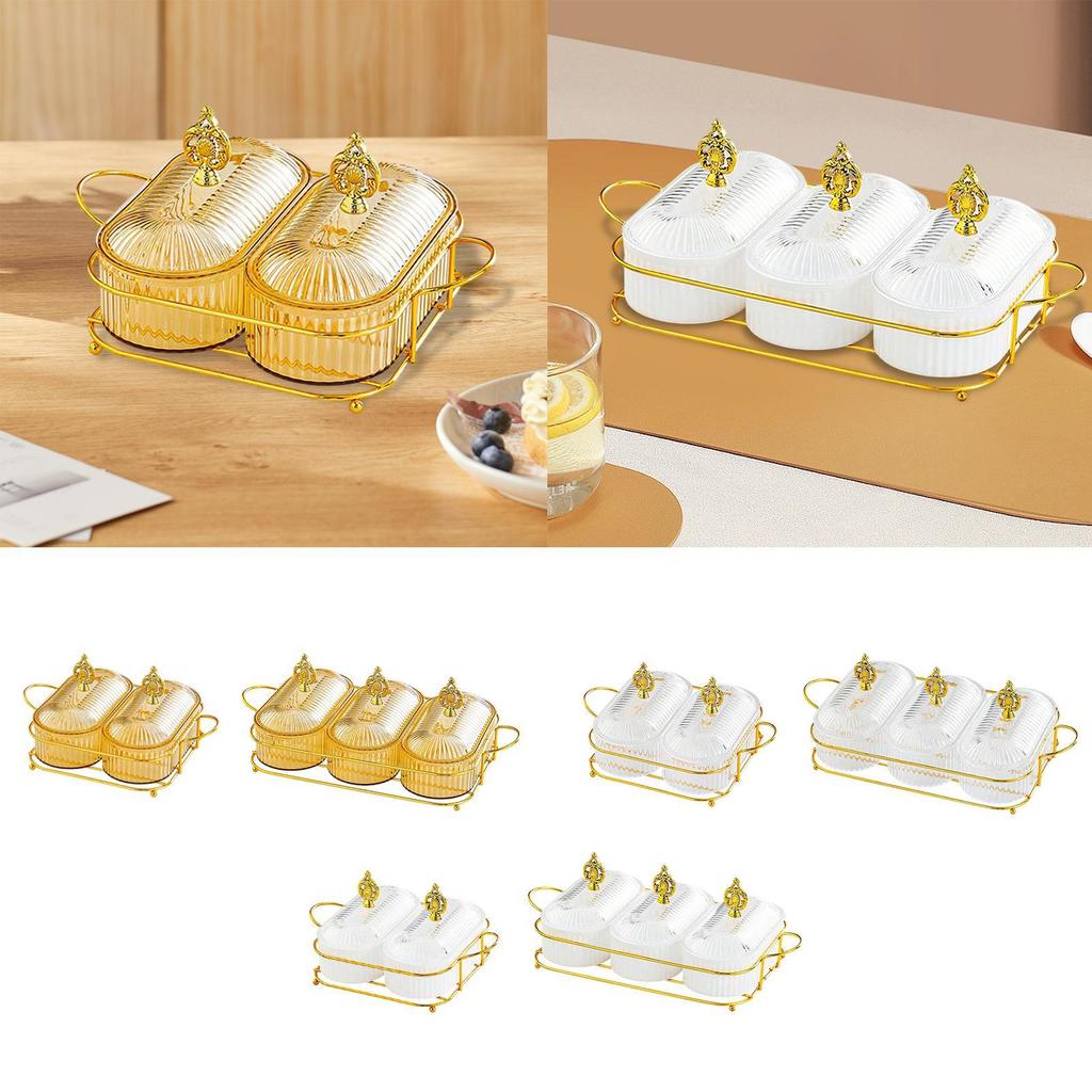 Dry Fruit Tray with Lid Snacks Dish Divided Serving Platter Appetizer Plate for Party Kitchen Dining Room Living Room Cookies