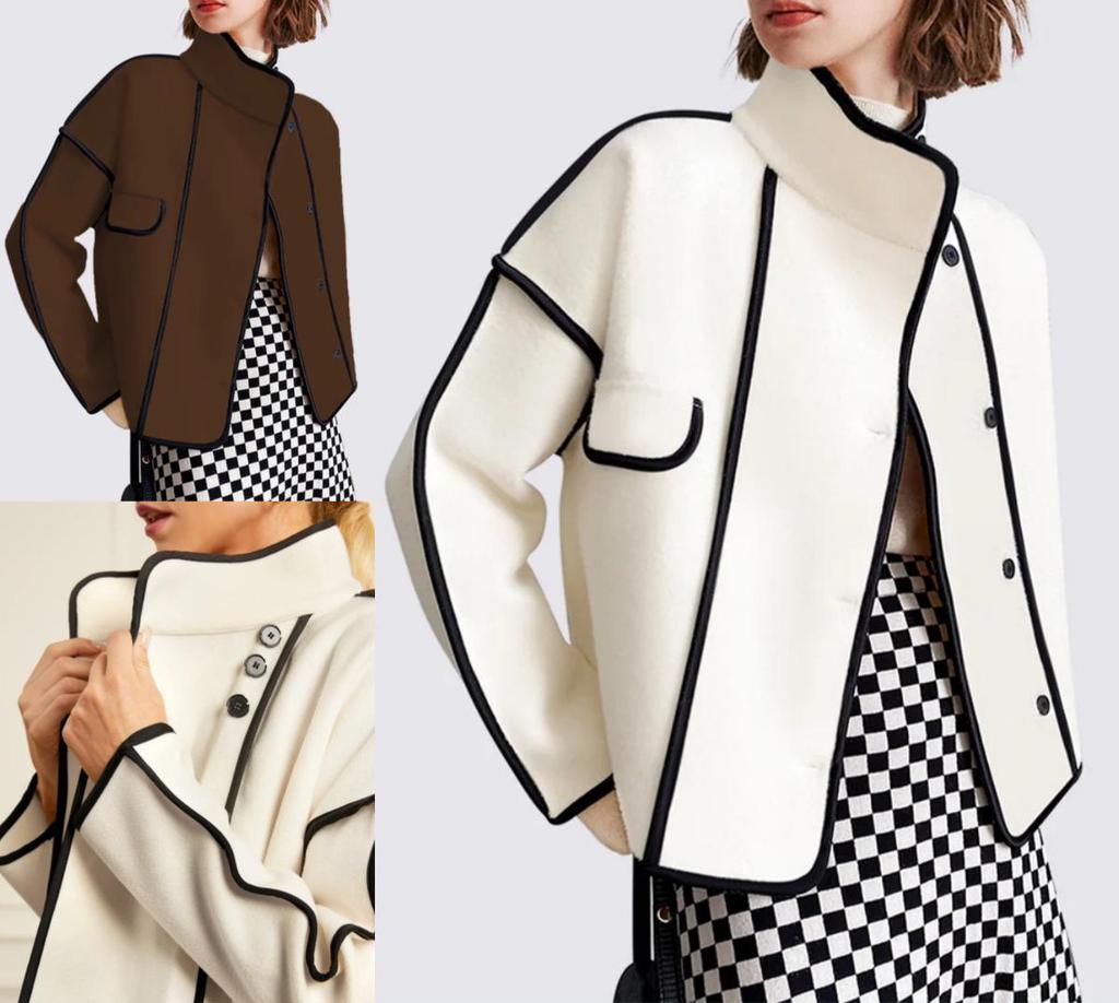 Dámská bunda jednobarevná se stojáčkem a raglánovými rukávy na jaro a podzim