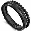 Men' Leather Bracelet Titanium Braided As A Gift THICK Fashionable