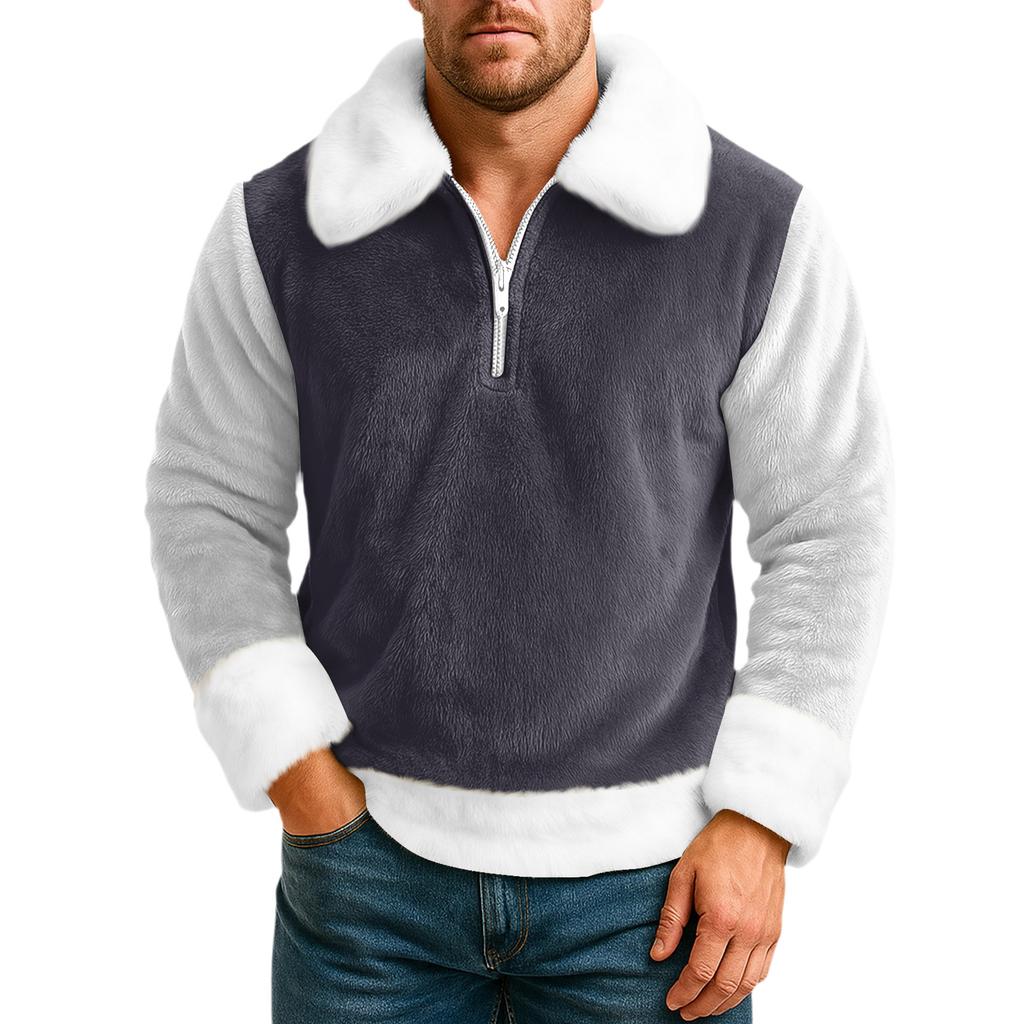 Men's Leisure Half Zipper Flip Collar Hoodie