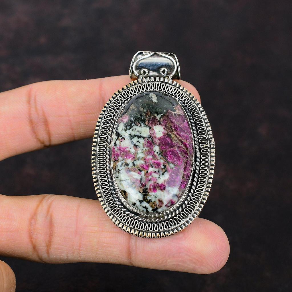 Eudialyte Pendant Genuine Gemstone Pendant Antique Jewelry 925 Sterling Silver Pendant Amazing Vintage Pendant Gift For Her Handmade Pendant