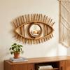 Eco Decx Handcrafted Rattan Eye Shape Wall Mirror, Boho Wooden Hanging Mirror for Bedroom, Entryway & Living Room Decor, 38  x  3  x  38 cm