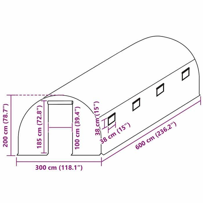 VidaXL CouVerture de remplacement de serre (18 m²) 300x600x200 cm Vert