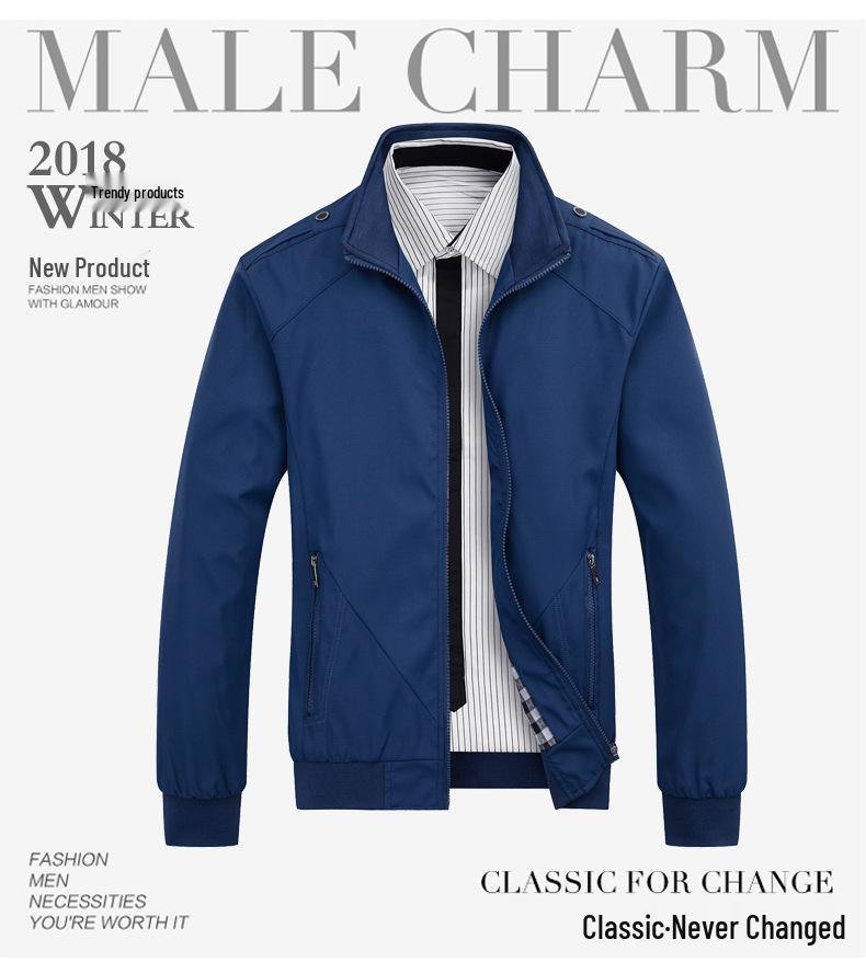 Men's Slim Fit Korean Style Autumn Jacket - Solid Color, Handsome Casual Wear