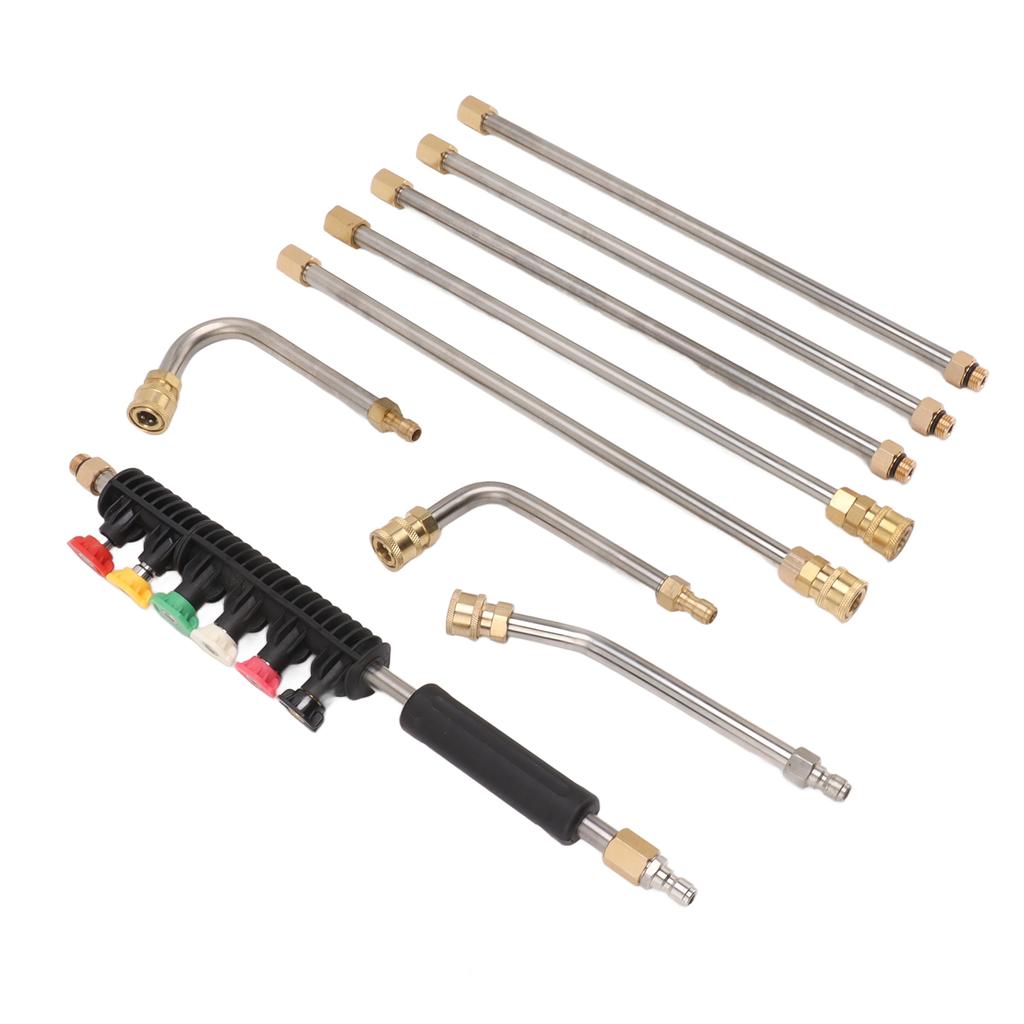 Pressure Washer Extension Wand 5 Straight Rod 3 Curve Rod Set Power Washer Lance with 6 Nozzles