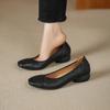 Soft leather single shoes women's 2026 autumn new French retro square head commuting light mouth comfortable low heel grandma shoes