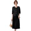 Dames Elegante Jurk met Lange Mouwen en Plooien Set
