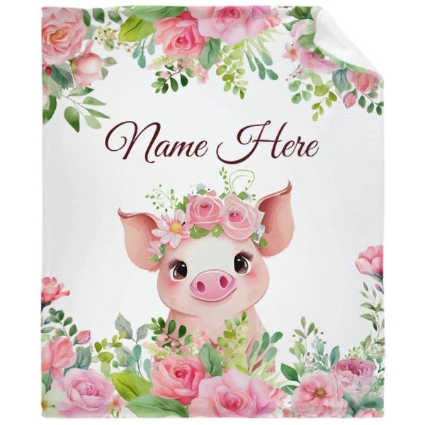 Cartoon Pig Print Flannel Blanket Sofa Nap Blanket Sheet Bedspread Blanket