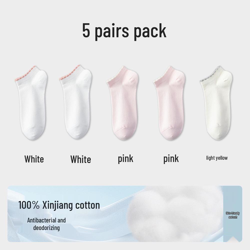 Damen-Kniebundsocken aus reiner Baumwolle mit Spitze - Antibakteriell, Hohe Elastizität, Atmungsaktiv, Vertikale Streifen für Frühling und Herbst.