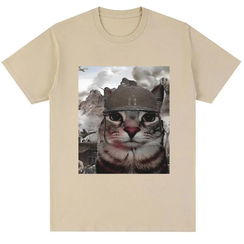 Kočka s pohledem tisíce yardů Vtipné Meme Tričko Humor Styl Vintage Vysoce kvalitní Tričko Muži Ženy Oversized Ležérní Streetwear