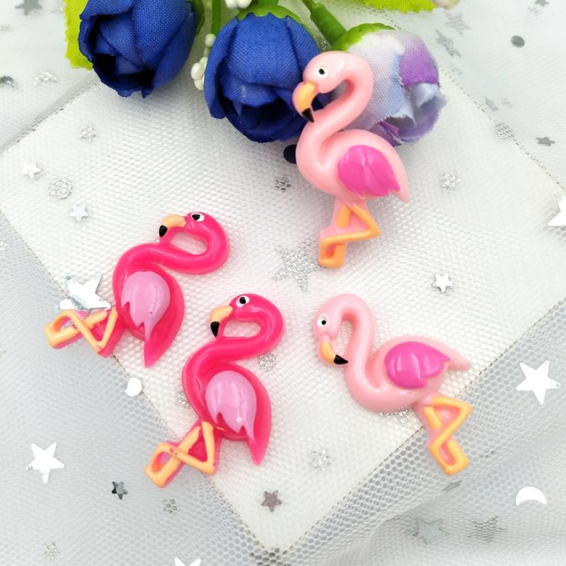 10 PZ Kawaii Resina Cartone Animato Animale Fenicottero Flatback Abbellimento Artigianato Figurine per Decorazione Casa Mini Figure