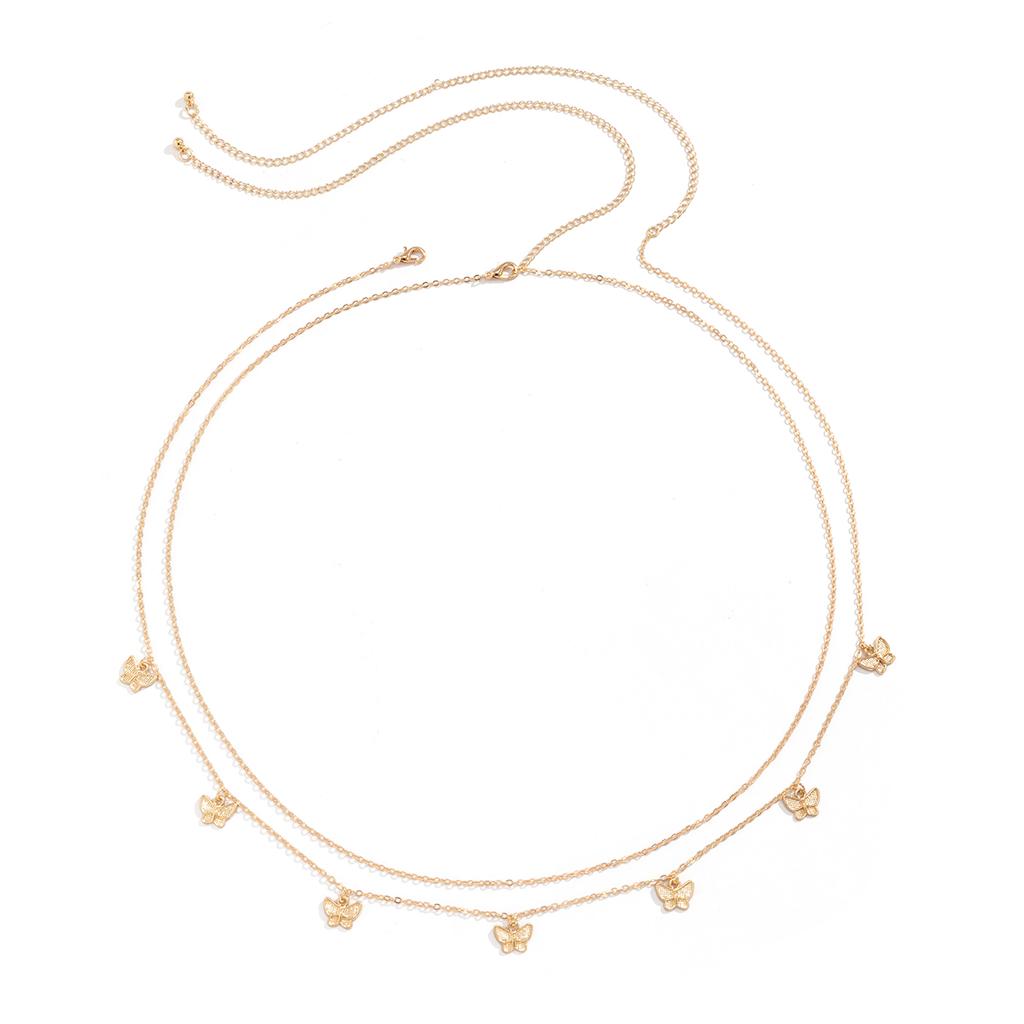 2Pcs/Set Sexy Bohemian Butterfly Pendant Waist Chain for Women Summer Bikini Double Layer Belly Chain Beach Party Body Jewelry