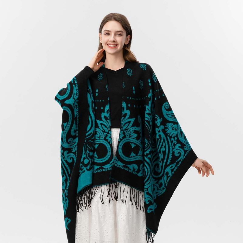 Women's Cashew Fringed Split Shawl Double-sided Jacquard Thickened To Keep Warm Travel Atmosphere, Take Pictures and Sell Well