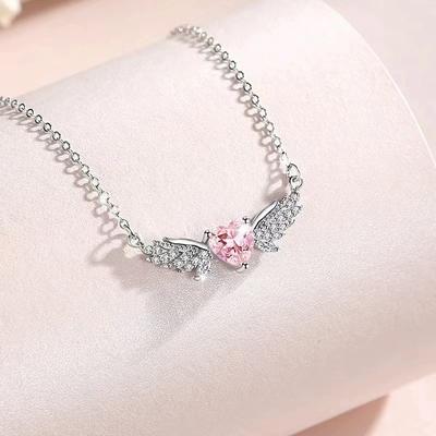 Herz Flügel Halskette Damen Süße Mode Vielseitige Schlüsselbeinkette Liebe Zirkon Schmuck Geschenk