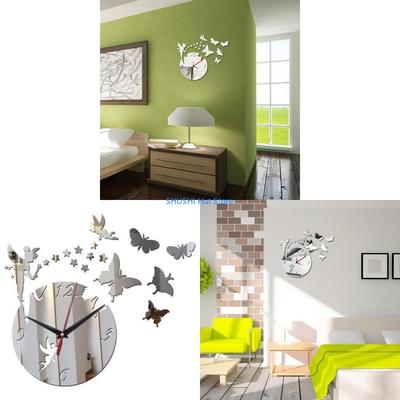 DIY Mirror Acrylic Wall Clock Sticker Fairy Stars for Butterfly Decor Living Room Bedroom Home Decoration D57B
