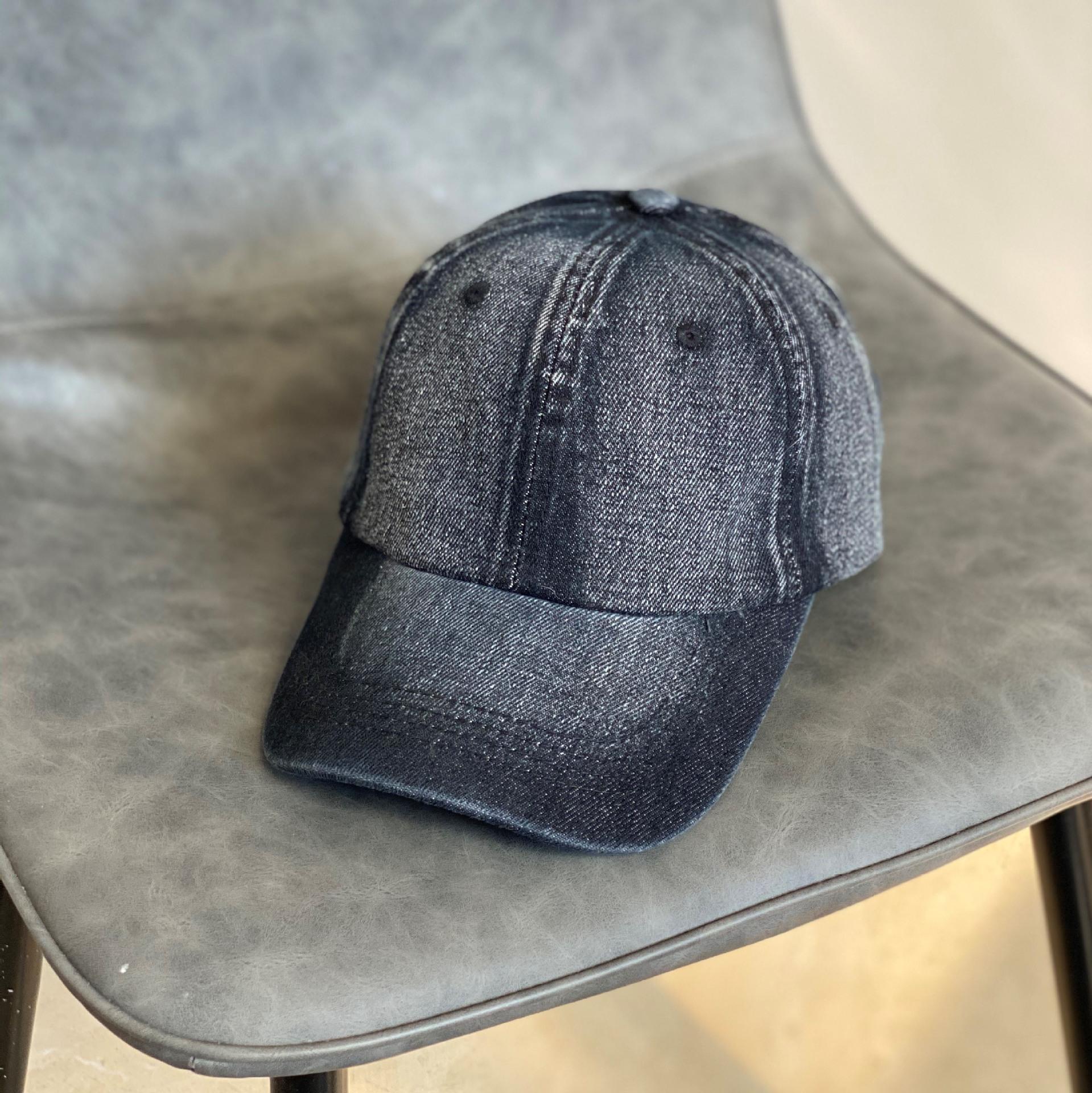 

Джинсовая кепка Сезонная легкая кепка Повседневная бейсболка Женская универсальная закругленная шляпа от солнца Мужская модная большая окружность головы M（56-58cm） чёрный