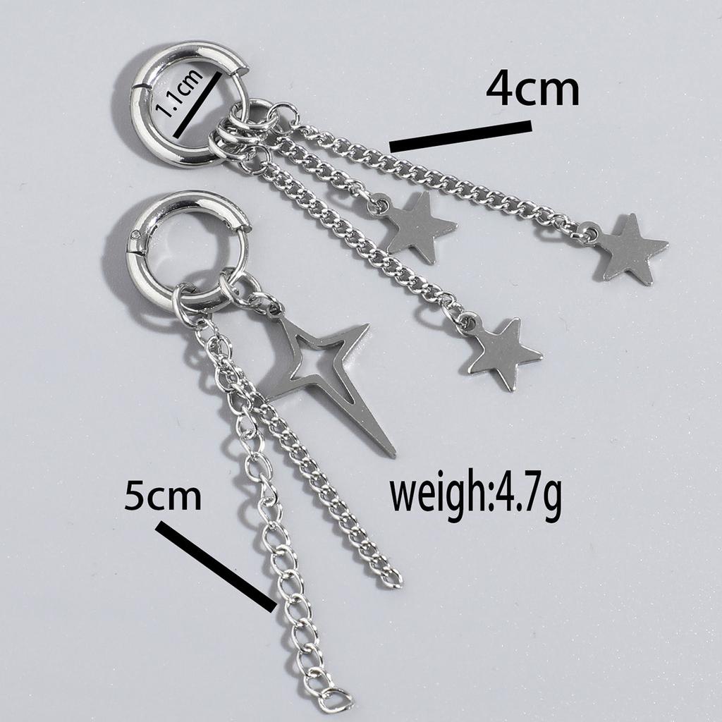 New Simple Retro Metal Earrings Tassel Star Cross Stainless Steel Earrings Earclips Ear Accessories Women