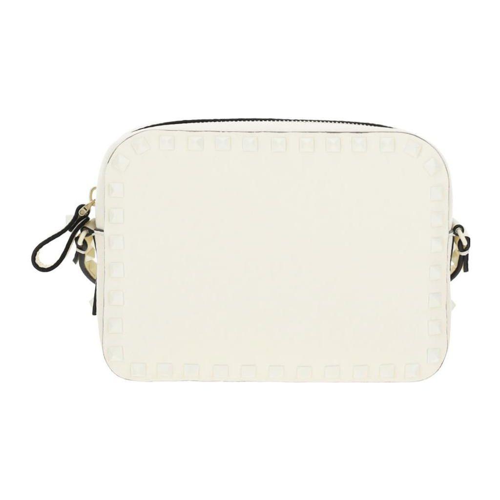 Valentino Rockstud Zip Closure Calfskin Shoulder Bag Women Shoulder Bag White 1W0B0809CJV-098