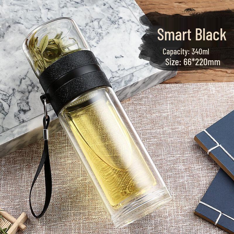Qiwei Portable Double-Layer Glass Tea Infuser Bottle