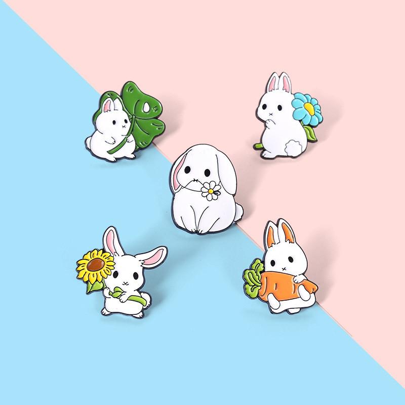 Cartoon Stylish Rabbit Brooch Cute Design Zinc Alloy Enamel Pin Multishape Accessory For Everyone