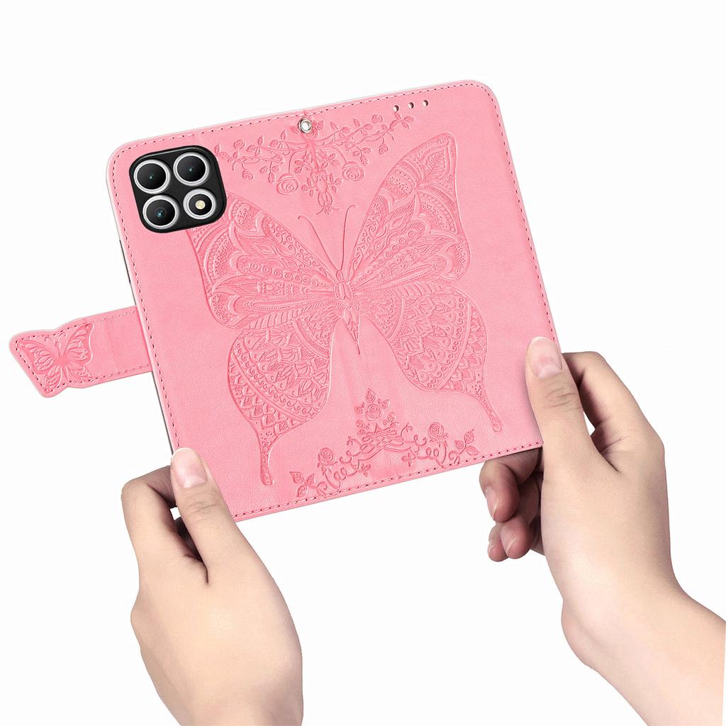 For T-Mobile REVVL 7 Case Butterfly Flower Leather Phone Cover Stand Credit Card Holder