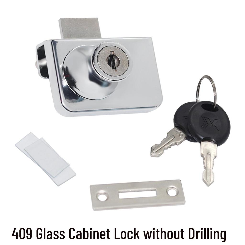 Little Doctor 409 No-Drill Sliding Glass Door Lock for Double Doors, Display Cabinets, and Showcases