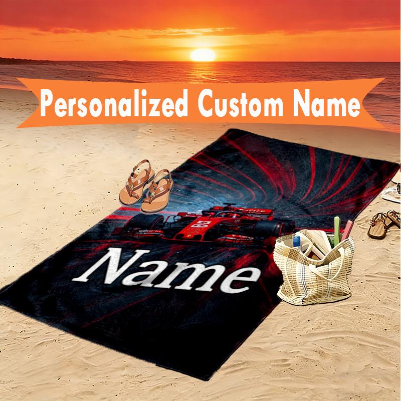 1pc F1 Racing Car (19) Beach Towel Ideal Birthday Gift For Family, Custom Name or Text Beach Towel