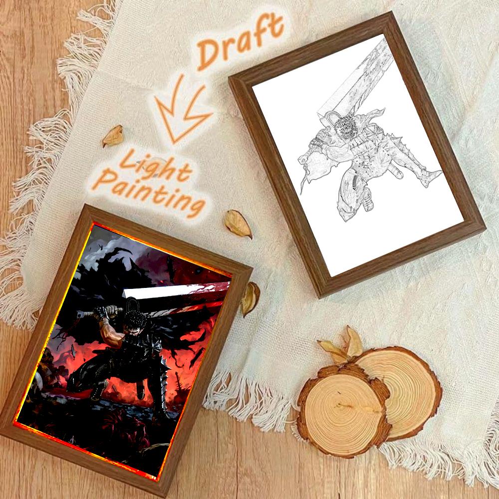 Anime Figure Berserk Behelit Light Painting Photo Frame Night Light Griffith Beherit Action Figures Room Decor Christmas Gifts