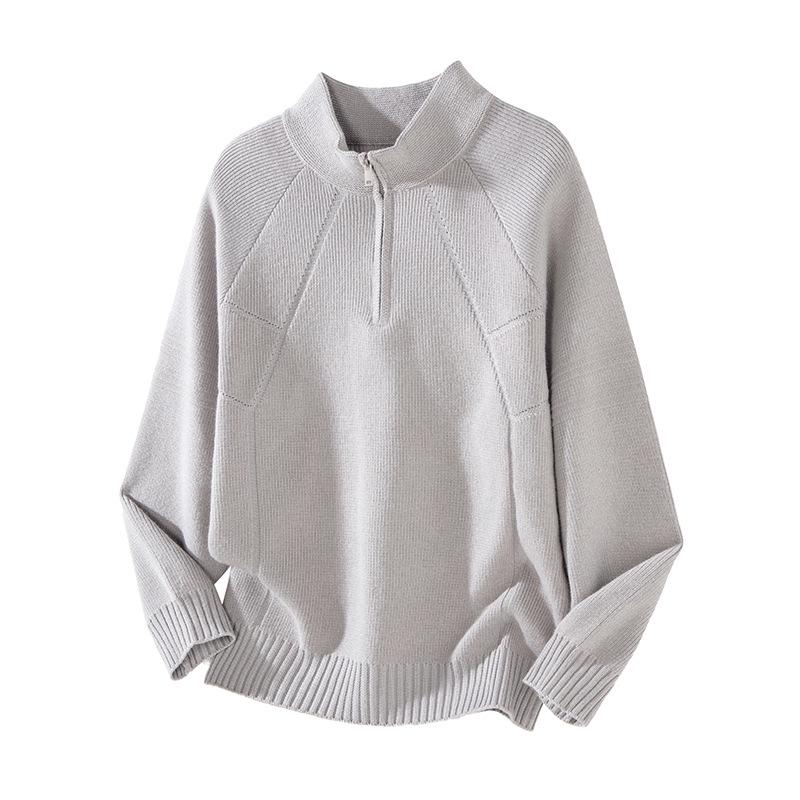 Mu Yuan Men's 2025 Fall/Winter Half-Zip Stand Collar Japanese Casual Knit Sweater