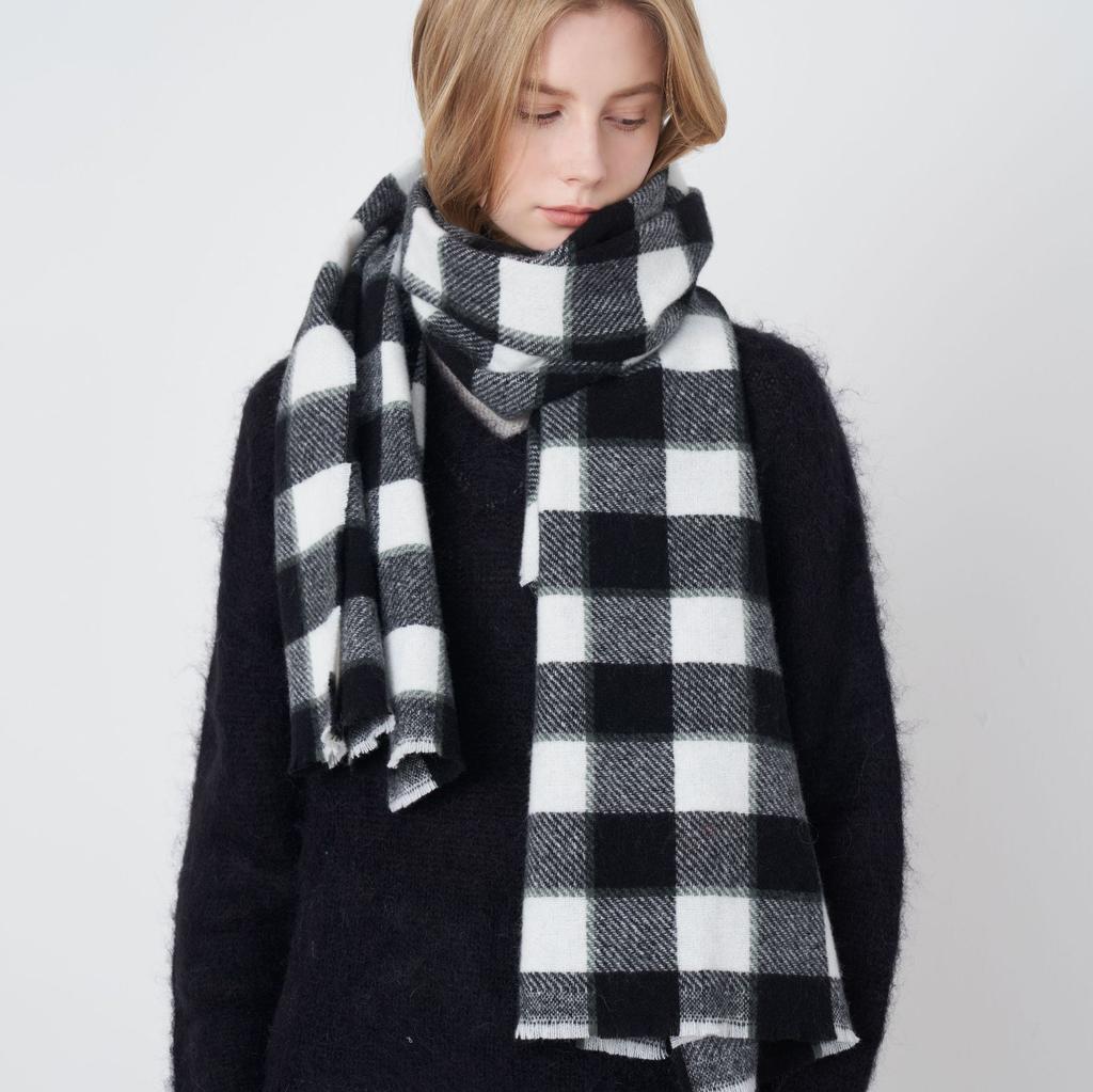 AC Plaid Scarf New Checkerboard Plaid Women's Imitation Cashmere Scarf Winter Soft Waxy Warm Scarf Shawl