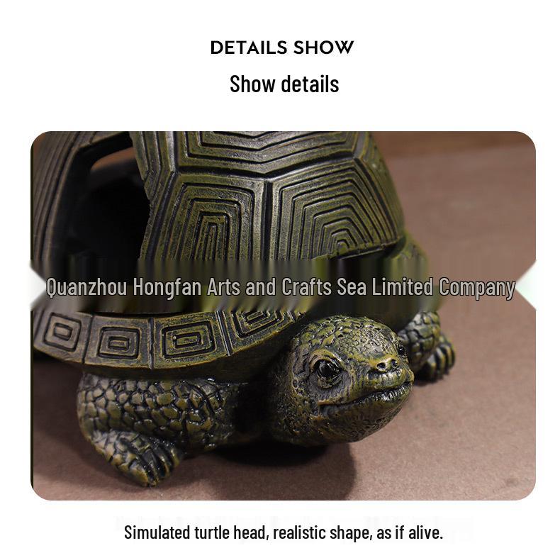 Retro Creative Turtle Ashtray with Lid - Unique Resin Ornament for Home, Bar, or Office