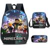Minecraft Printed Cartoon Backpack Student Schoolbag Shoulder Bag Bag Pencil