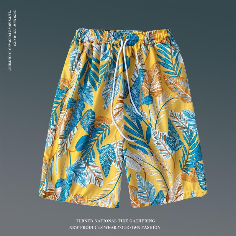 Men's Loose Plus Size Hawaiian Floral Beach Shorts - Quick-Dry, Trendy, Five-Point Design for Couples