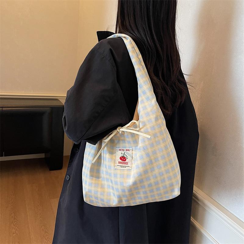 Cartoon Tomato Label Plaid Vest Bag Large Capacity Summer New Backpack Fashion Versatile Shoulder Bag