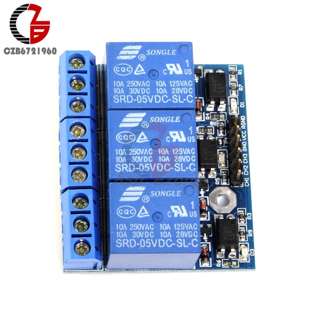 3.3V 5V 3 Channel Relay Module 5mA With Optocoupler Isolation Compatible Signal